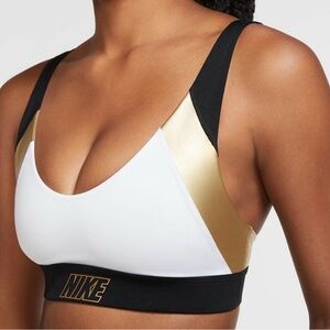 Nike Indy Metallic Logo sports bra, designed for low-impact activities M